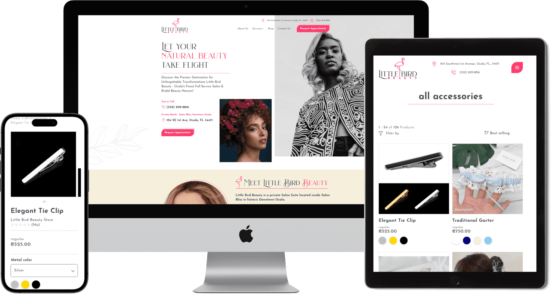 website on a desktop, tablet and phone